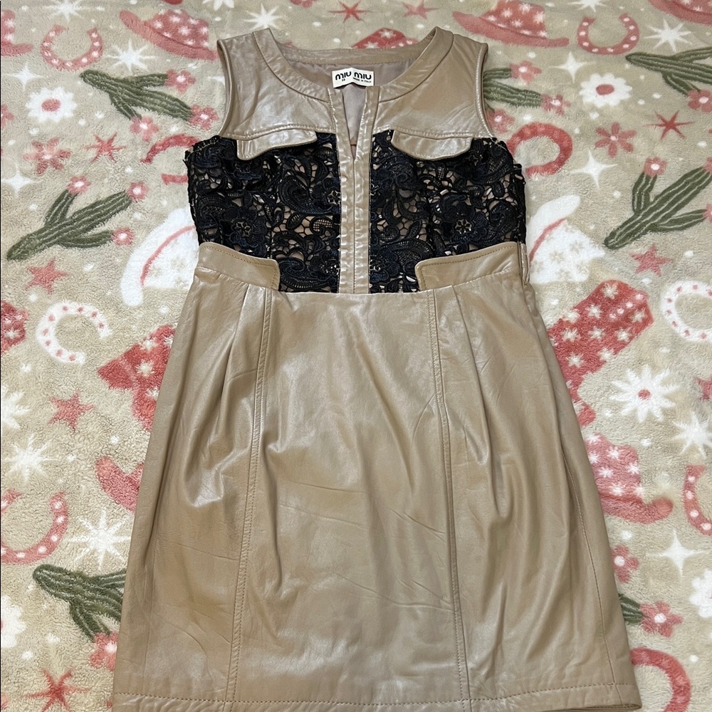 Miu Miu Tan and Black Mini Dress
